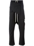 Rick Owens Drkshdw Drop-crotch Trousers, Men's, Size: Large, Black, Cotton