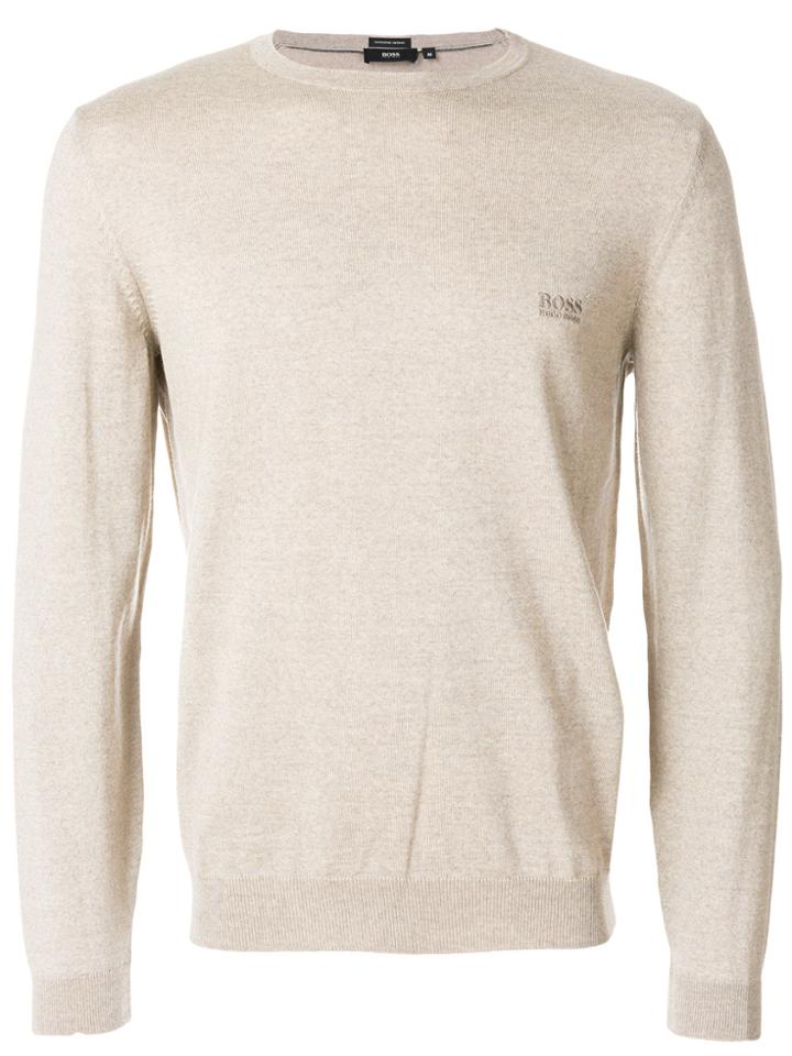 Boss Hugo Boss Embroidered Logo Jumper - Brown
