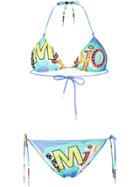 Emilio Pucci Logo Print Triangle Bikini Set - Multicolour