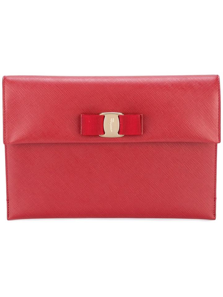 Salvatore Ferragamo Vara Clutch, Women's, Red, Calf Leather
