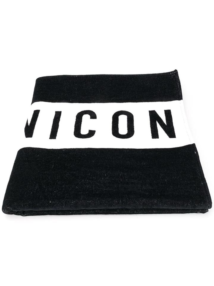 Dsquared2 Icon Print Beach Towel - Black