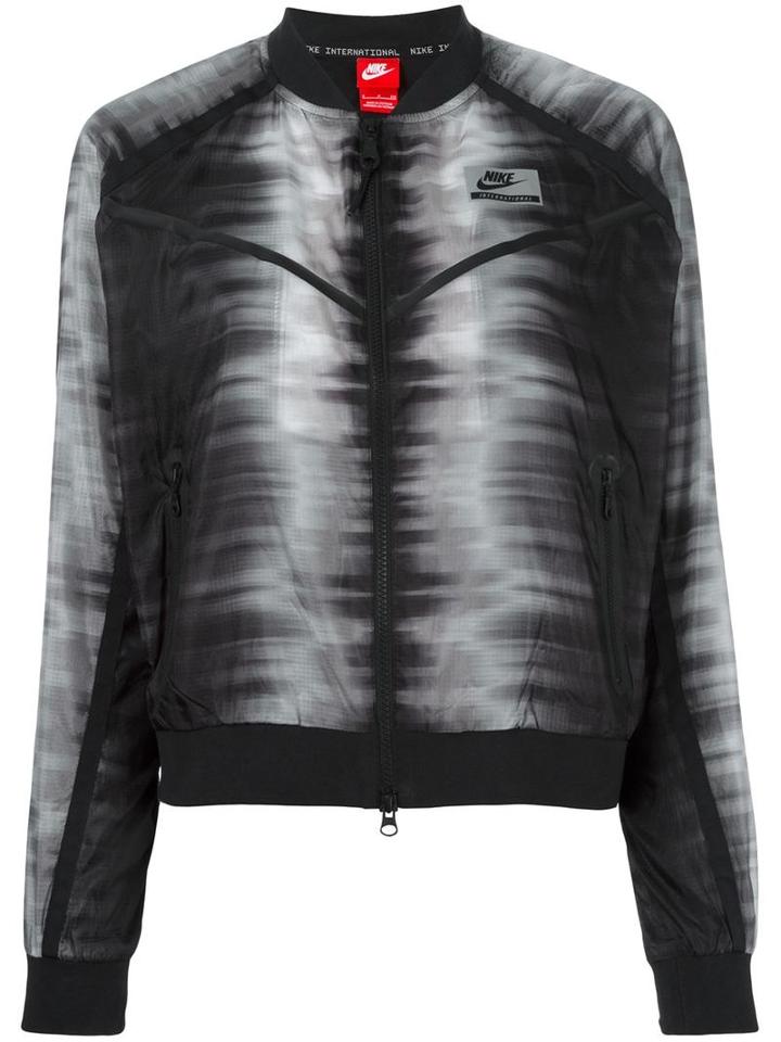 Nike Nike International Zig Zag Bomber Jacket, Women's, Size: Xs, Black, Cotton/nylon