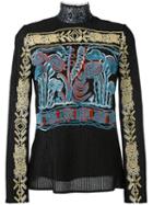 Peter Pilotto Front Print Top, Women's, Size: 8, Black, Viscose/polyester/silk