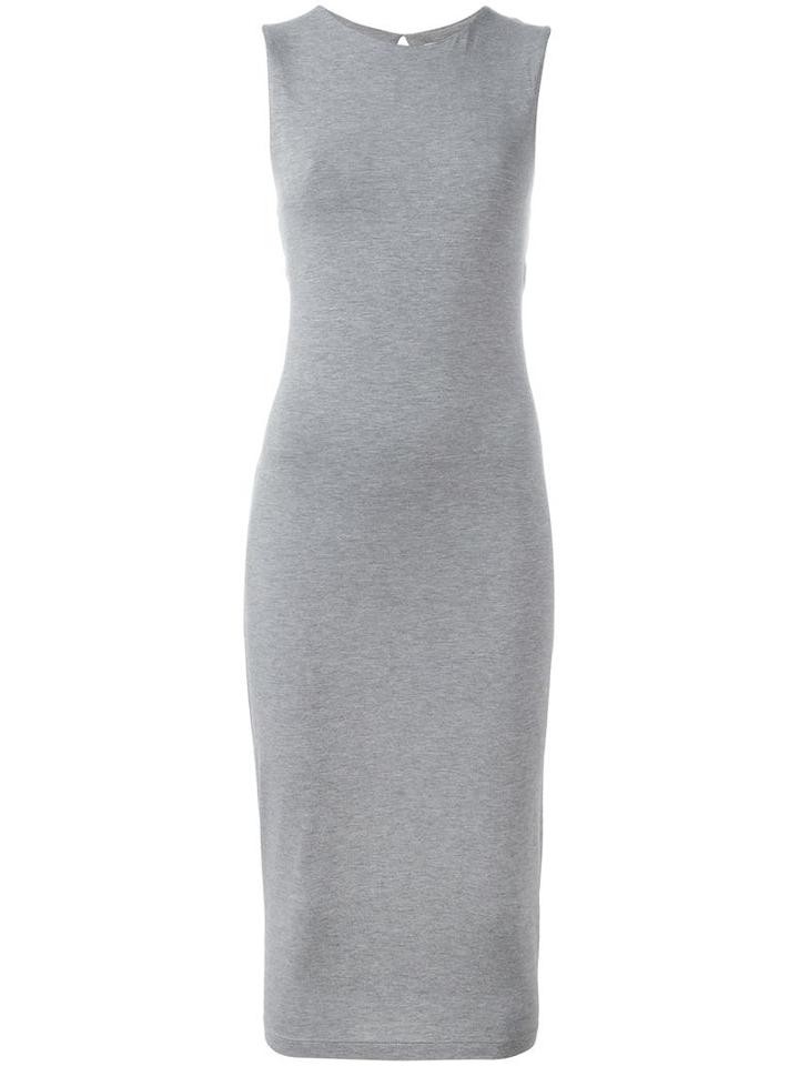 T By Alexander Wang Slit Back Dress, Women's, Size: Medium, Grey, Modal/spandex/elastane