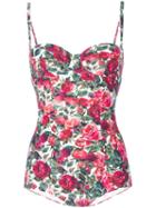 Dolce & Gabbana Rose Print Swimsuit, Women's, Size: 1, Red, Polyamide/spandex/elastane/nylon