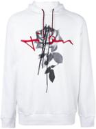 Dior Homme Rose Print Hoodie, Men's, Size: Large, White, Cotton