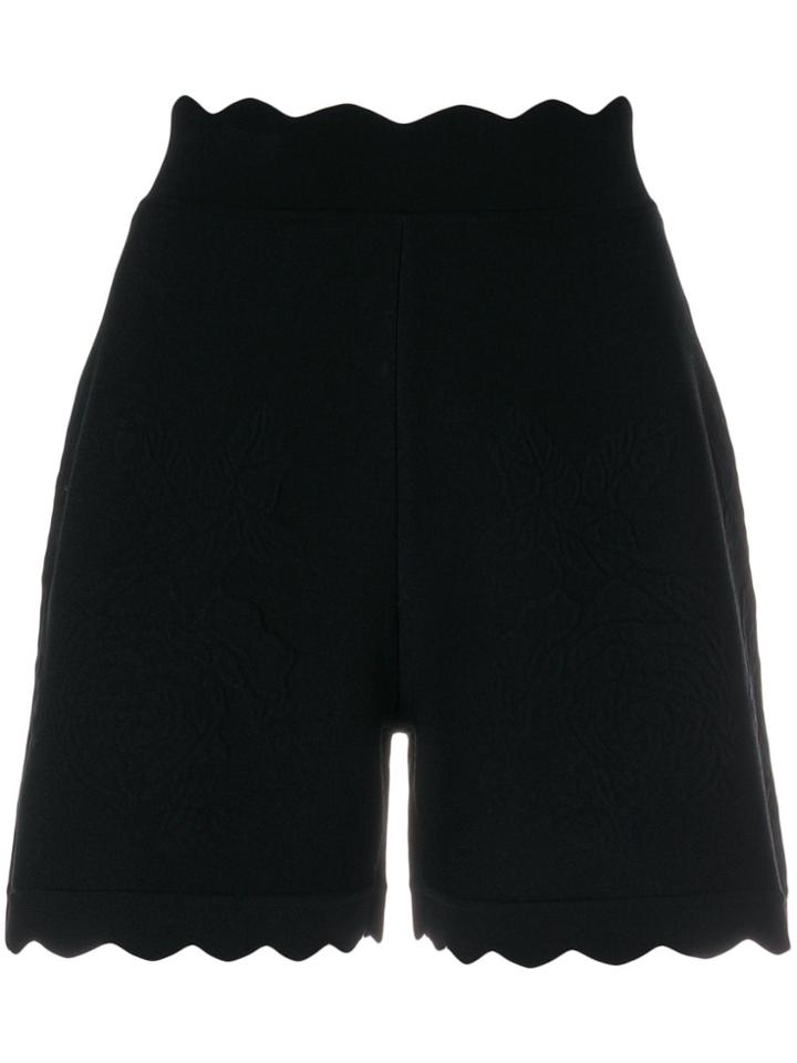 Alexander Mcqueen Scalloped Hem Shorts - Black
