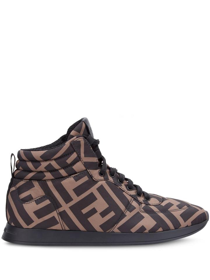 Fendi Monogram High-top Sneakers - Brown