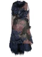 Delpozo Feathered Hem Dress - Black