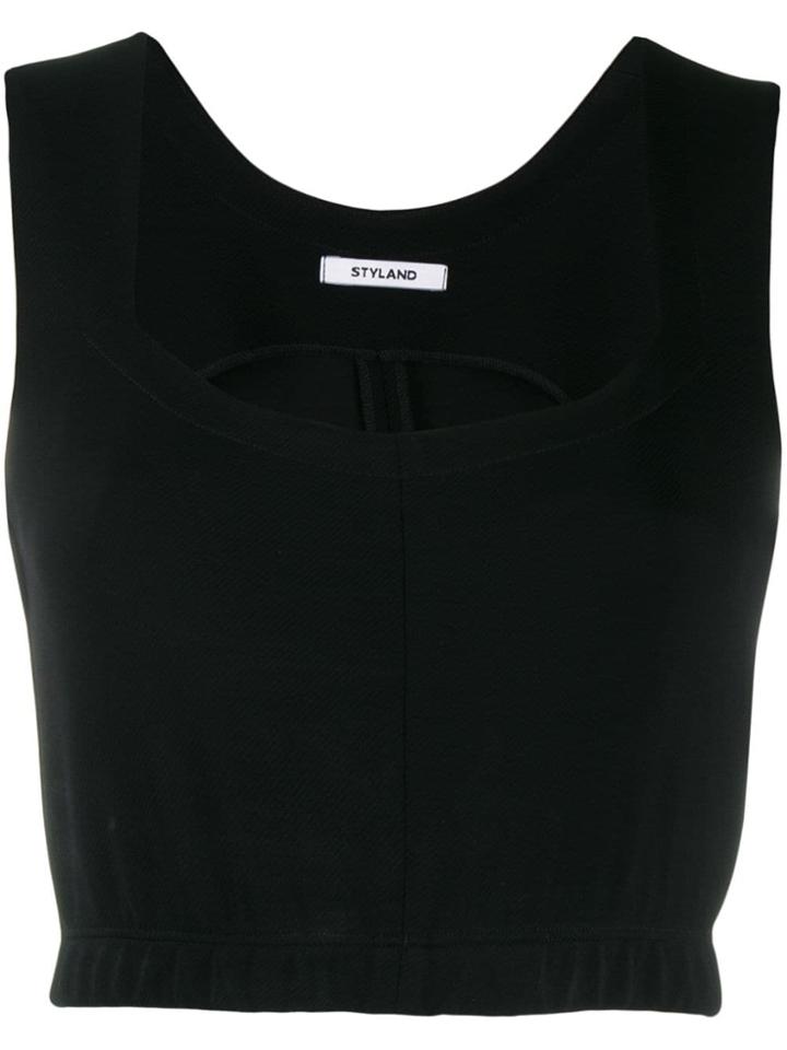Styland Cropped Tank Top - Black