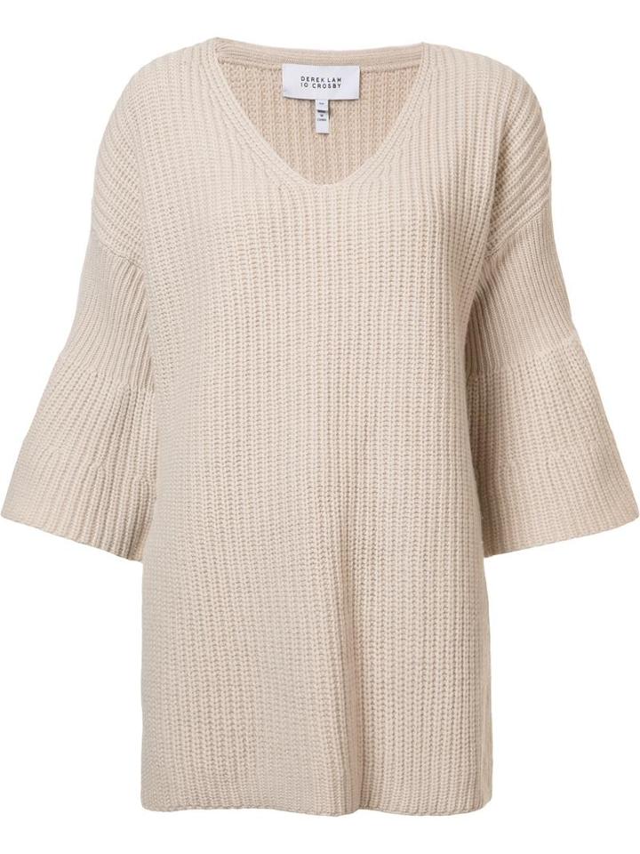 V-neck Knitted Blouse, Women's, Size: Medium, Nude/neutrals, Wool, Derek Lam 10 Crosby