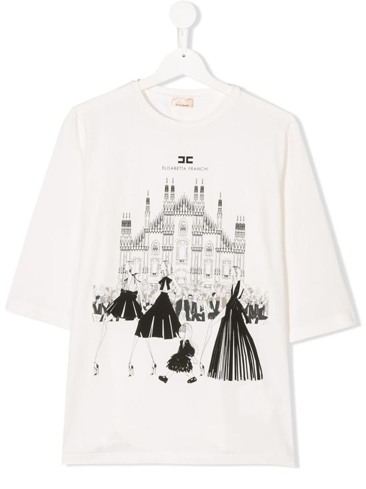 Elisabetta Franchi La Mia Bambina Ballet Print T-shirt - White