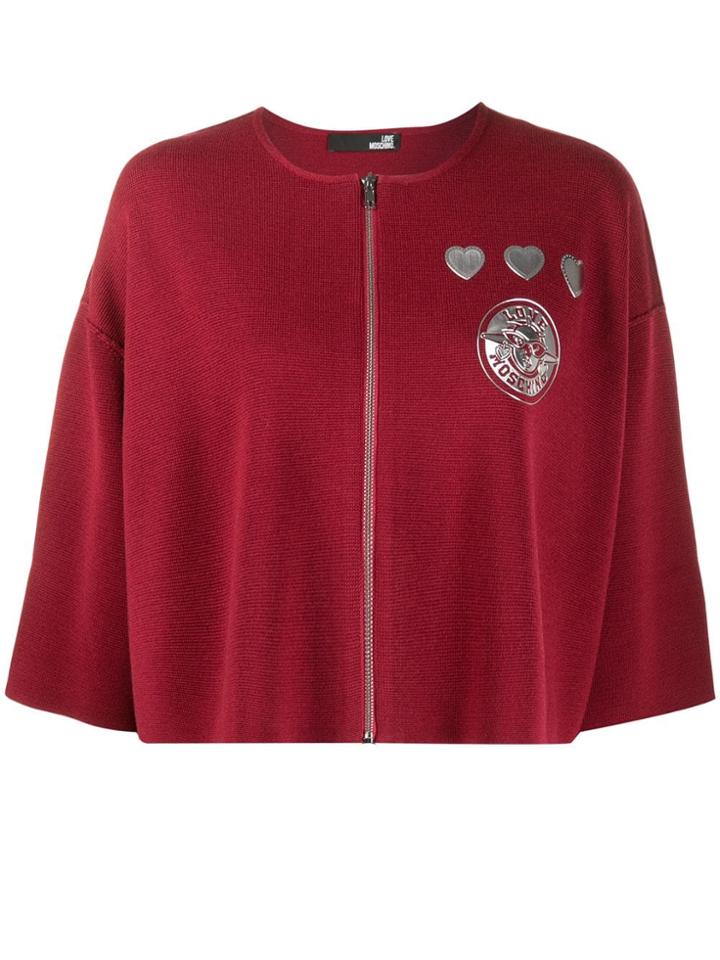 Love Moschino Silver-plaque Knit Cardigan - Red
