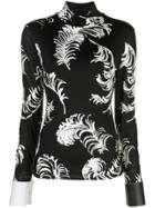 Loewe Feather Print Turtle Neck Top - Black