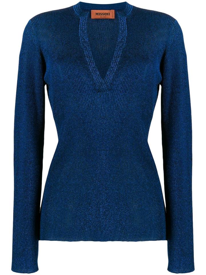 Missoni Ribbed Slim-fit Jumper - Blue