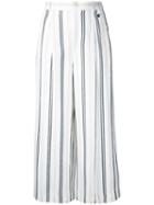 Loveless Striped Cropped Trousers, Women's, Size: 36, White, Linen/flax/rayon