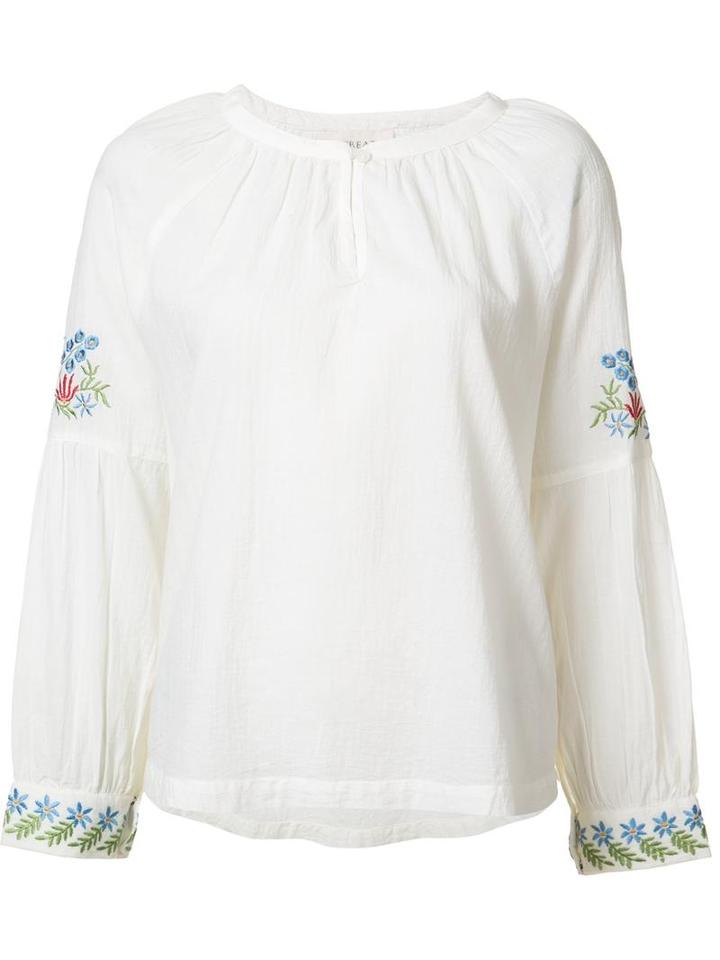 The Great Embroidered Sleeves Blouse, Women's, Size: 2, White, Cotton