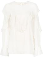 See By Chloé - Ruffle Bell Sleeved Blouse - Women - Silk/cotton - 38, Nude/neutrals, Silk/cotton