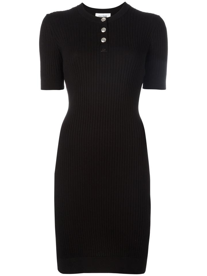 Courrèges Knitted Dress, Women's, Size: 1, Black, Cotton/cashmere