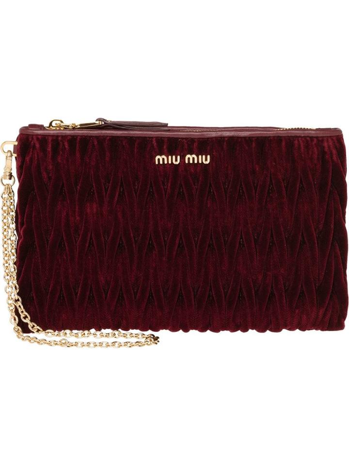 Miu Miu Matelassé Zipped Pouch - Red