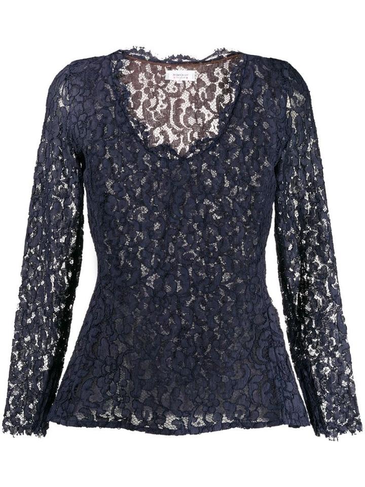 Yves Saint Laurent Pre-owned 1990's Lace Peplum Top - Blue