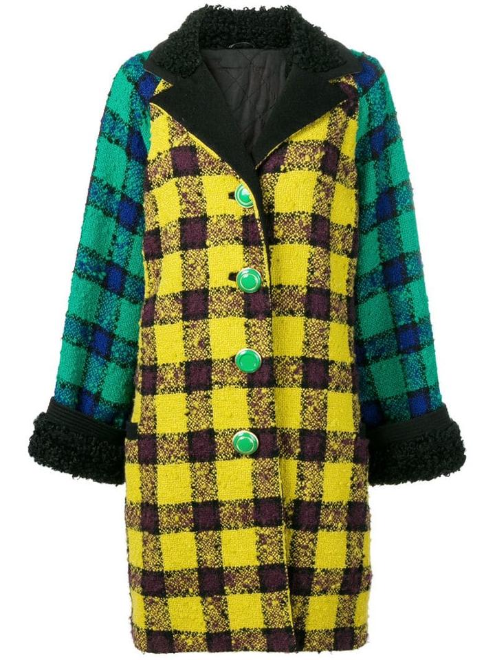 Versace Pre-owned 1990's Oversized Checked Coat - Yellow
