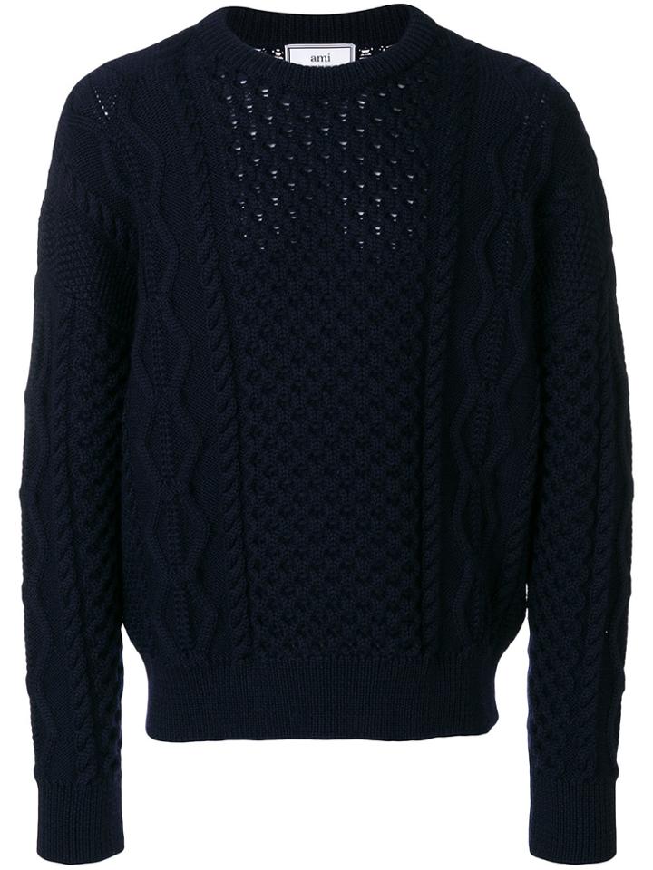 Ami Alexandre Mattiussi Irish Crewneck Oversize Sweater - Blue