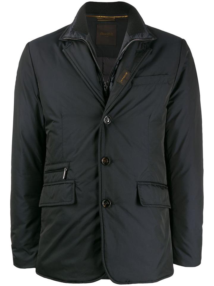 Moorer Padded Single-breasted Blazer - Blue