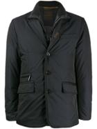 Moorer Padded Single-breasted Blazer - Blue