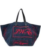 Jw Anderson Slogan Canvas Tote - Blue