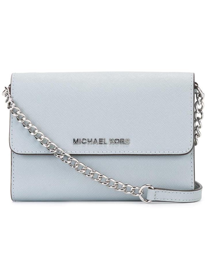 Michael Michael Kors Mini 'jet Set Travel' Foldover Chain Clutch, Women's, Blue
