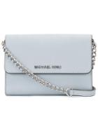 Michael Michael Kors Mini 'jet Set Travel' Foldover Chain Clutch, Women's, Blue
