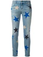 Stella Mccartney Star Print Cropped Jeans, Women's, Size: 27, Blue, Cotton/spandex/elastane