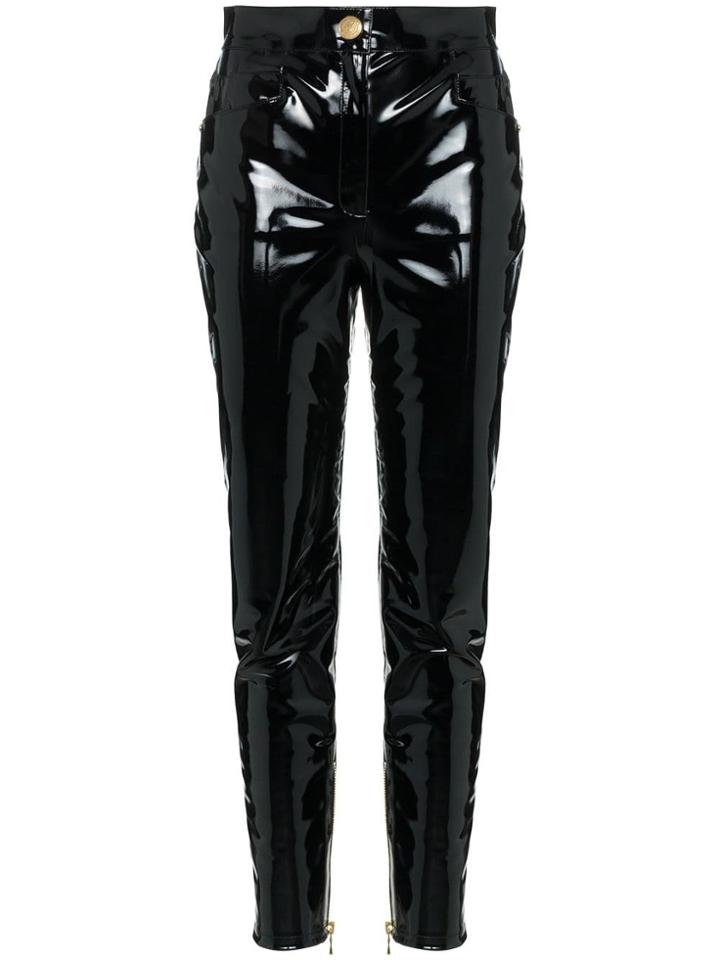 Balmain Skinny Vinyl Trousers - Black