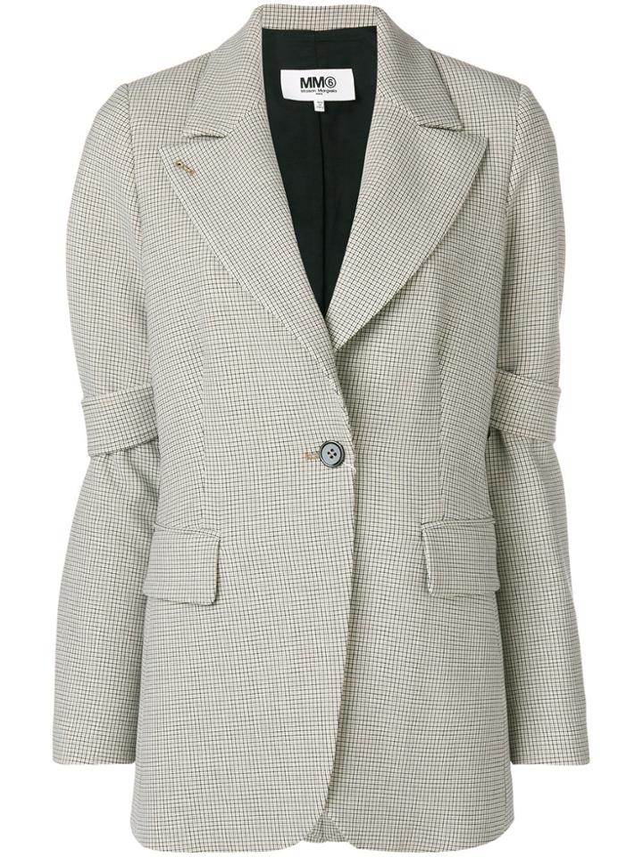 Mm6 Maison Margiela Check Tailored Fitted Blazer - Nude & Neutrals
