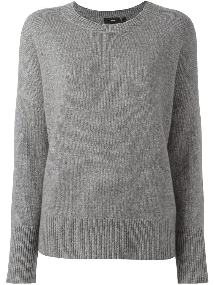 Theory Loose-fit Pullover, Women's, Size: Small, Grey, Cashmere
