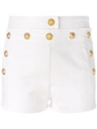 Balmain - Lion Head Denim Shorts - Women - Cotton/spandex/elastane - 36, Women's, White, Cotton/spandex/elastane