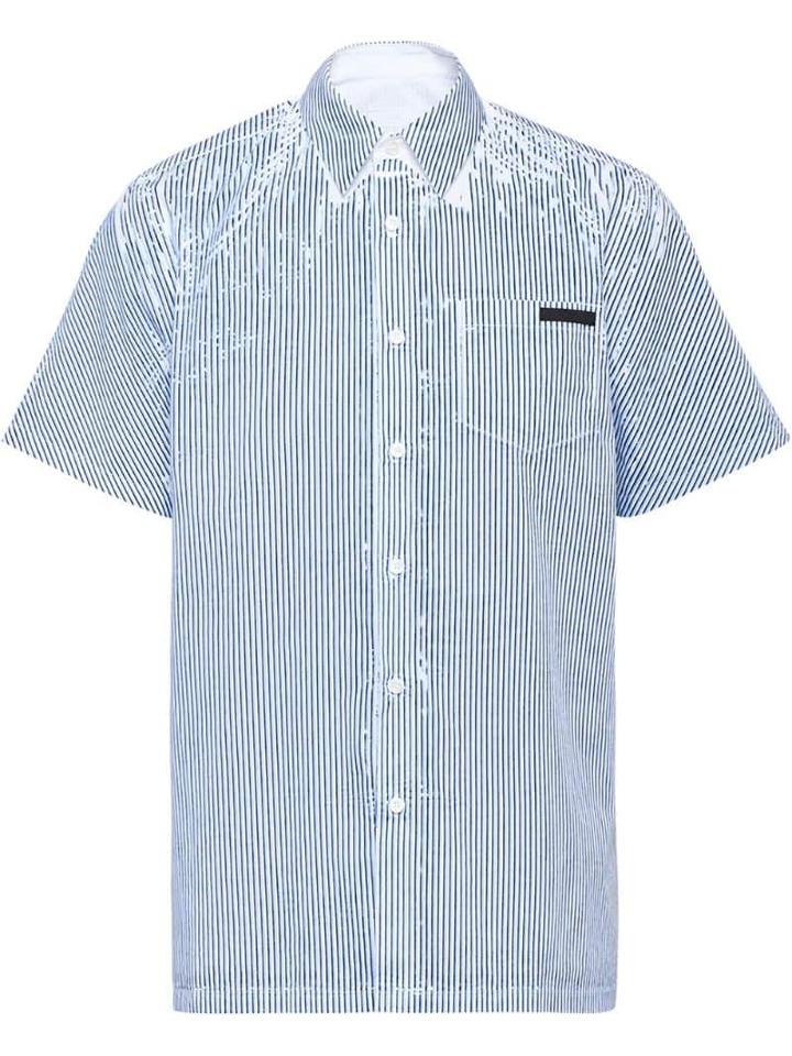 Prada Paint Splatter Striped Shirt - Blue