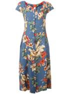 Kenzo Vintage Floral Print Dress, Women's, Size: 38, Blue