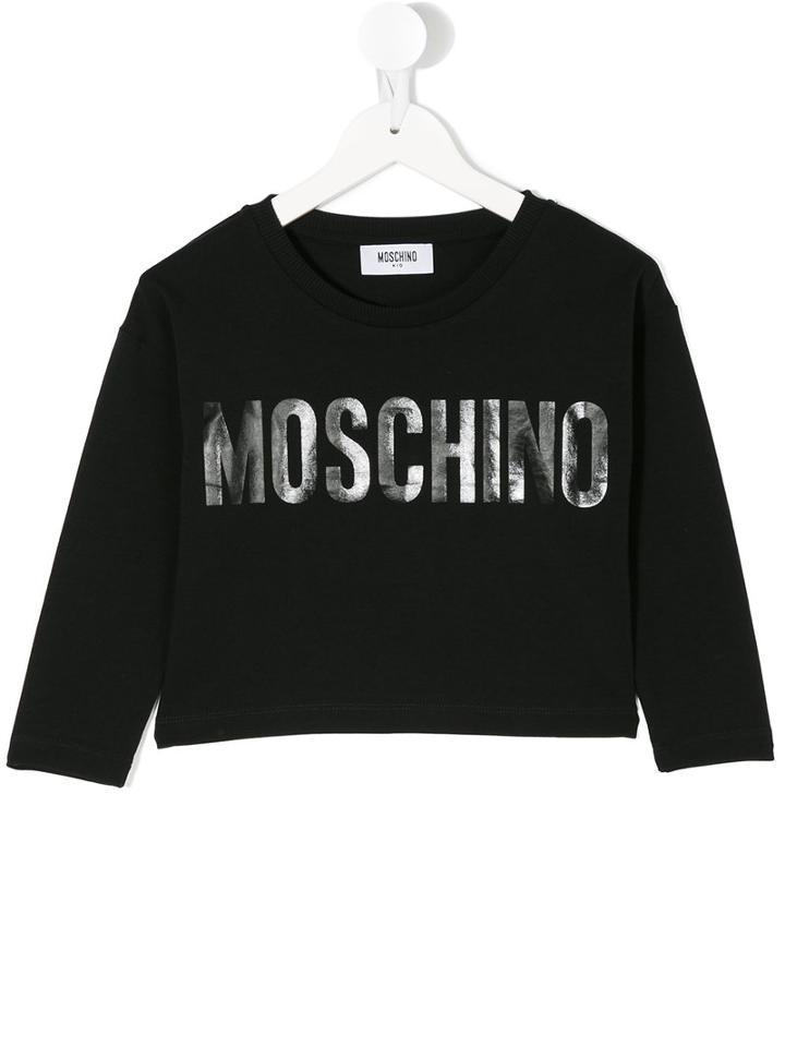 Moschino Kids - Metallic Logo Print Top - Kids - Cotton/spandex/elastane - 12 Yrs, Black
