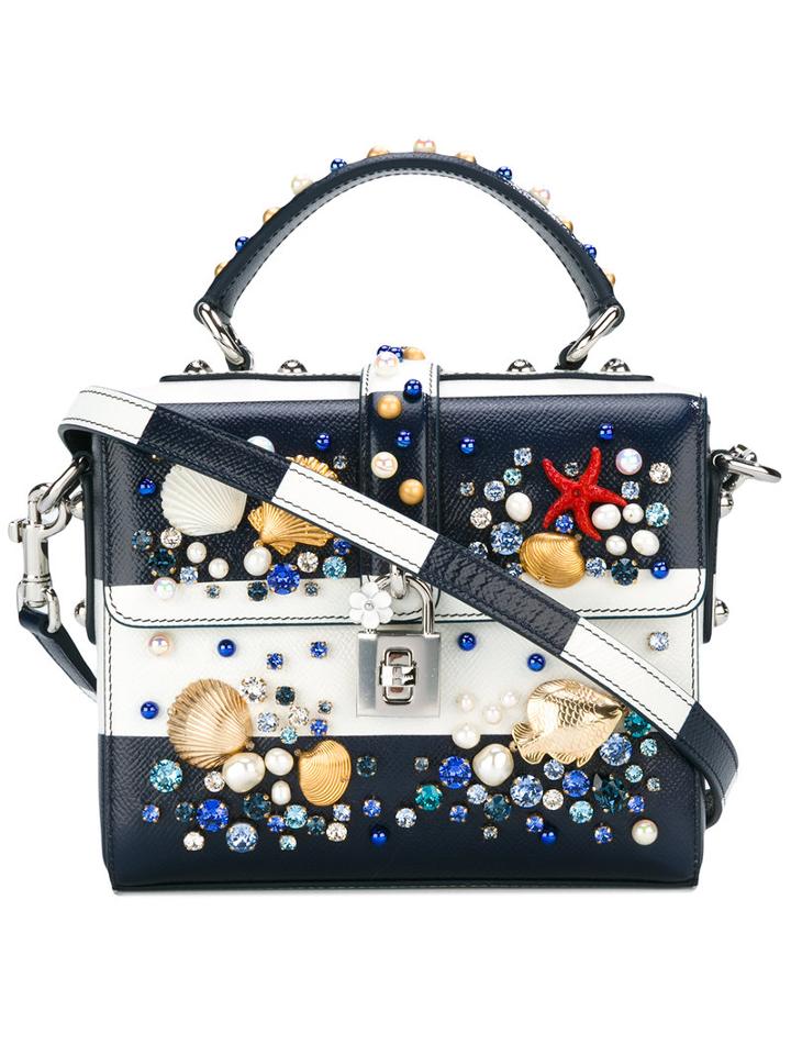 Dolce & Gabbana Seashell Box Tote, Women's, Blue, Calf Leather