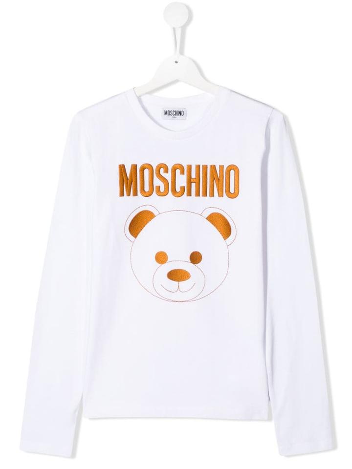 Moschino Kids Embroidered Bear T-shirt - White