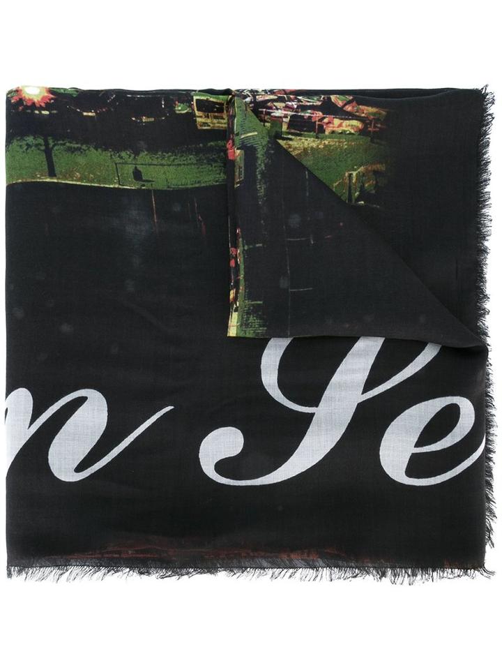 Balenciaga Printed Scarf, Women's, Black, Silk/modal