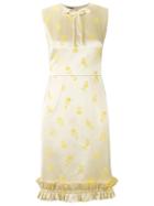 Reinaldo Lourenço Embroidered Floral Dress, Women's, Size: 44, Yellow/orange, Cotton/acetate