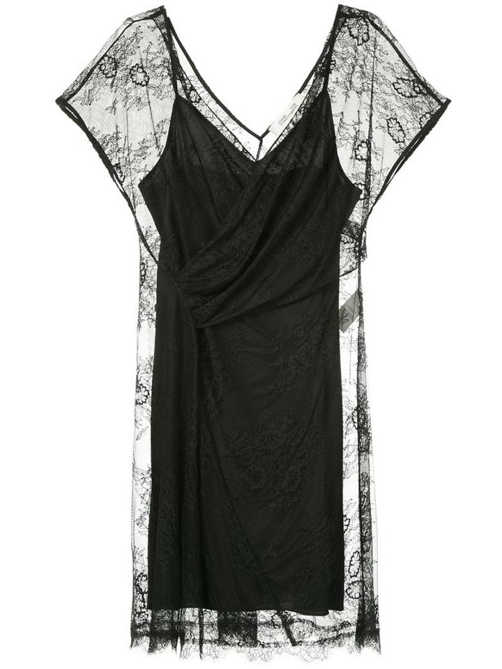 Diane Von Furstenberg Ruched V-neck Dress - Black