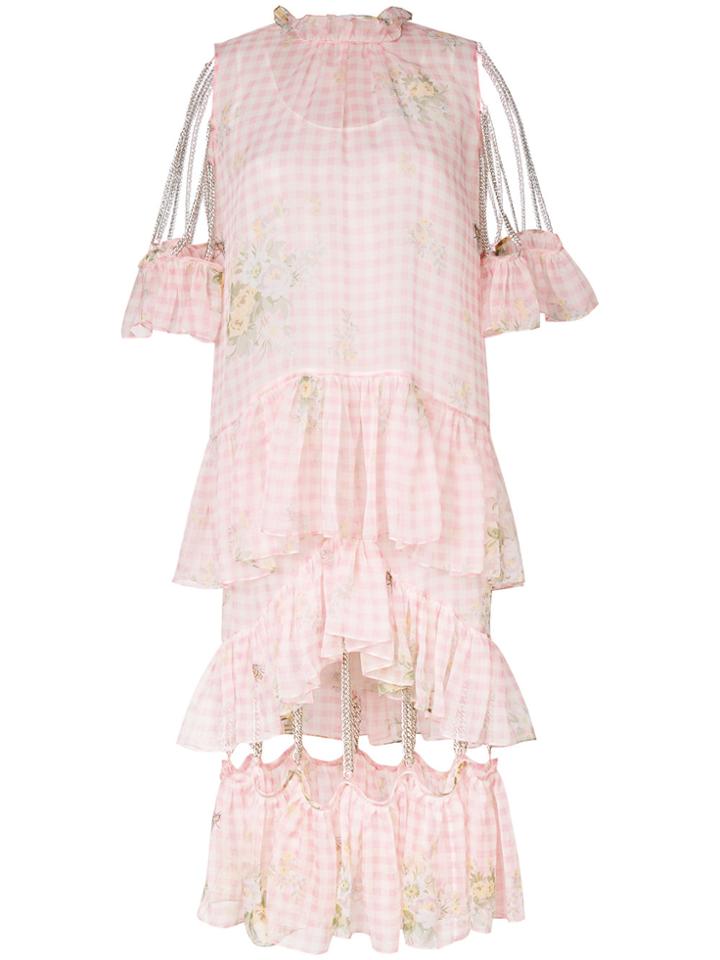 Christopher Kane Gingham Chain Dress - Pink & Purple