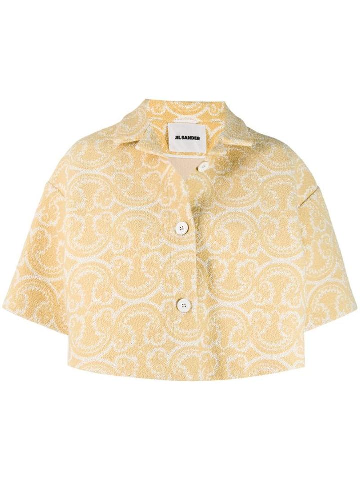 Jil Sander Knitted Patterned Cropped Jacket - Yellow