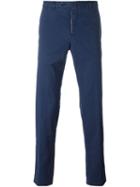Pt01 Yellow Detail Straight Trousers, Men's, Size: 48, Blue, Cotton/linen/flax/spandex/elastane
