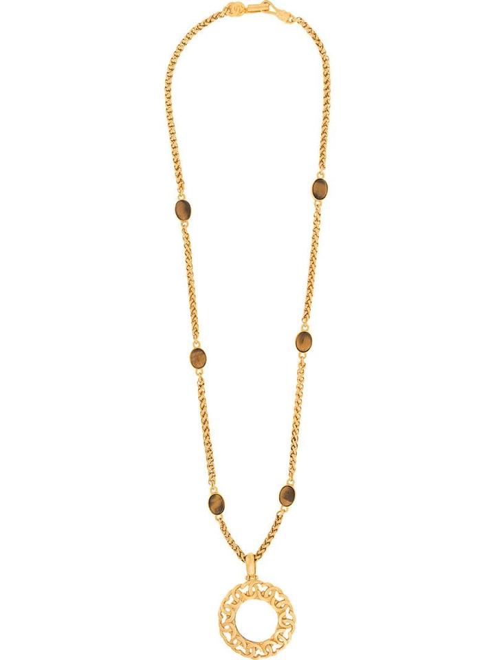 Chanel Pre-owned Loupe Motif Chain Necklace - Gold