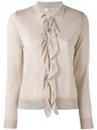 Blugirl - Lurex Ruffle Cardigan - Women - Polyamide/polyester/viscose - 44, Pink/purple, Polyamide/polyester/viscose